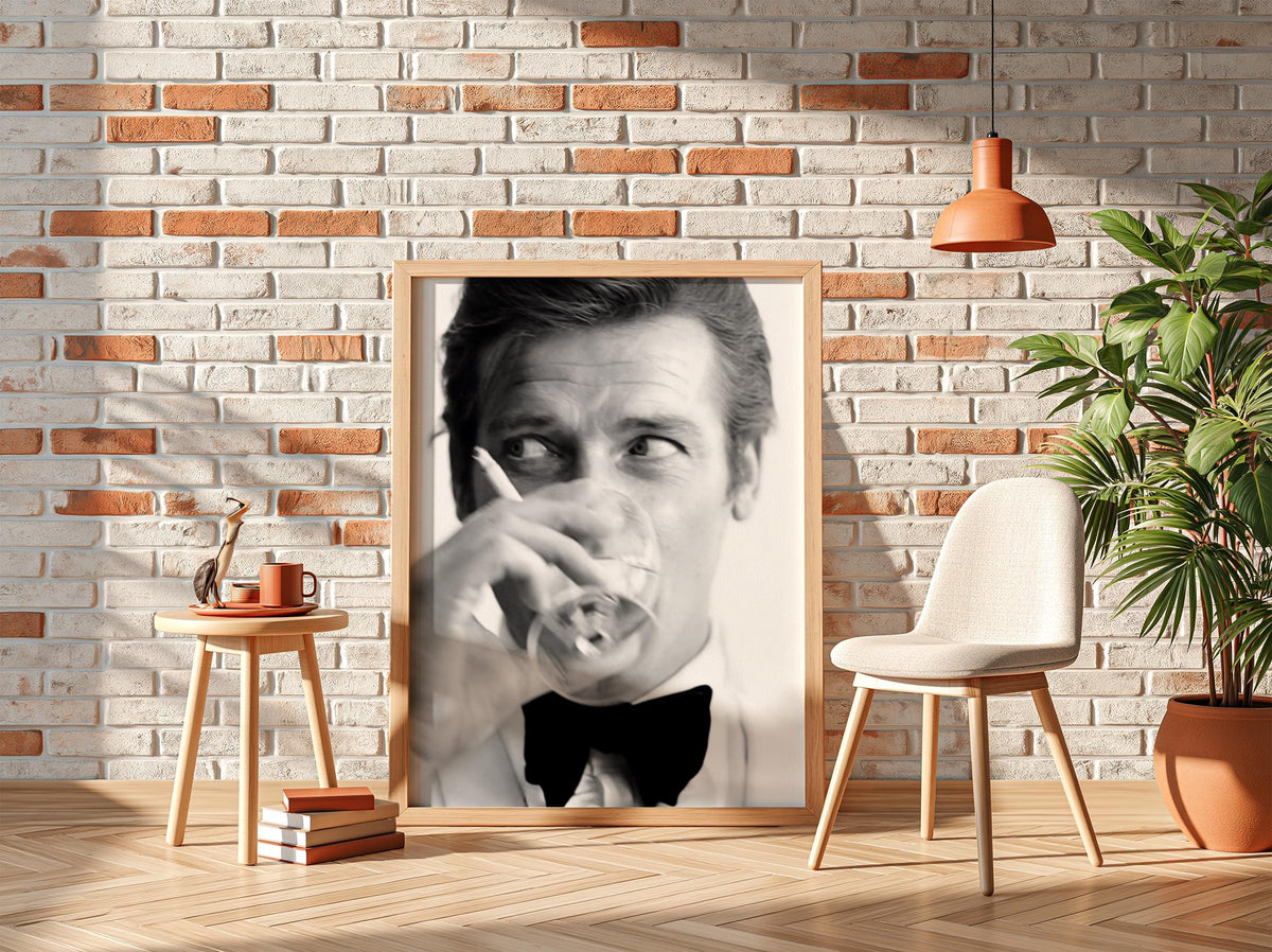 Champagne Portrait Poster | Black and White Photography Print | Vintage Luxury Lifestyle Wall Art | Retro Elegant Decor