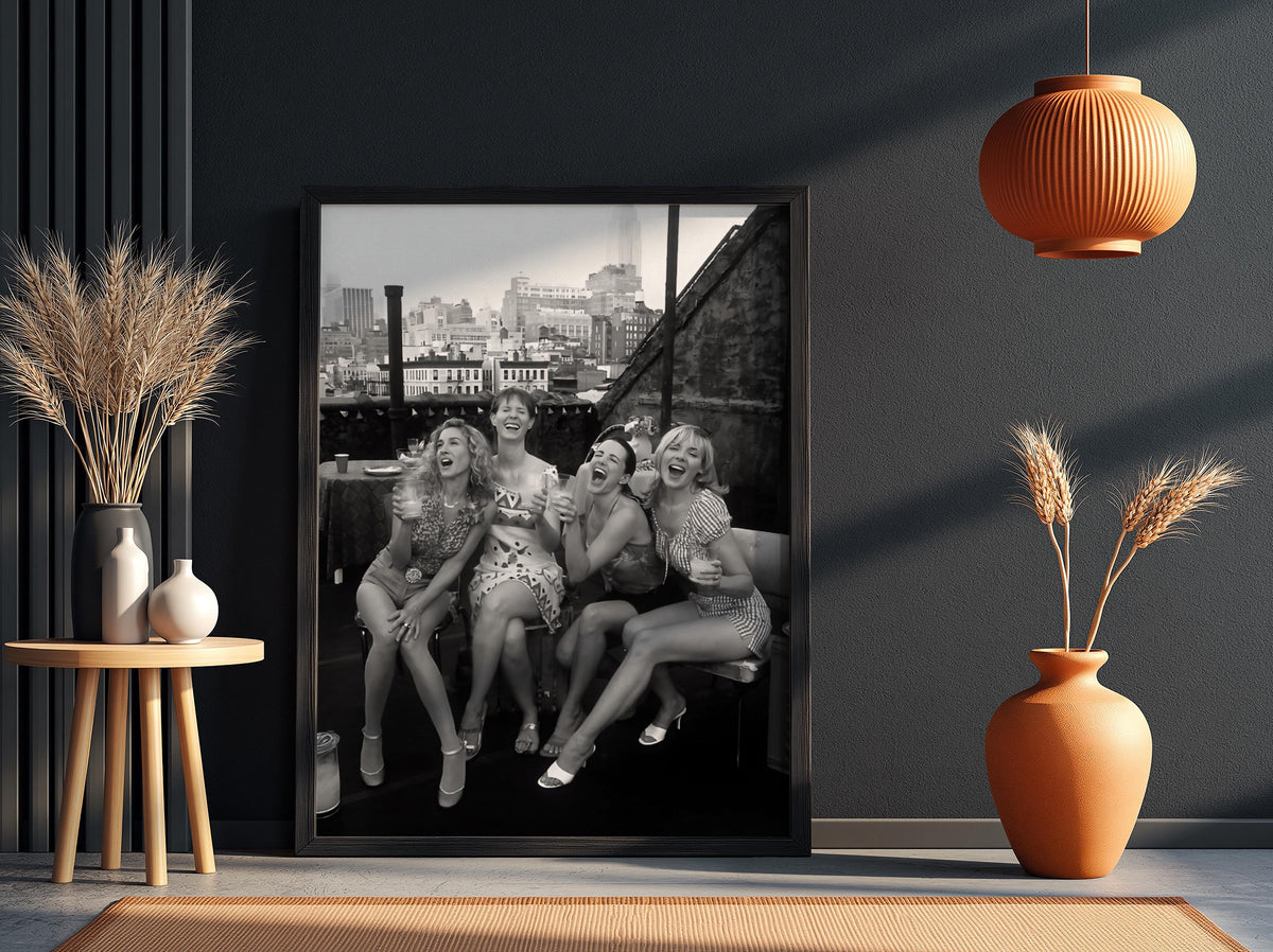 Rooftop Girls NYC Skyline Poster | Black and White Photography Print | Vintage City Wall Art | Retro Urban Lifestyle Decor