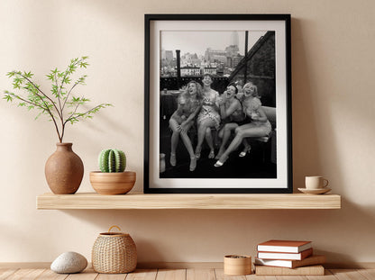 Rooftop Girls NYC Skyline Poster | Black and White Photography Print | Vintage City Wall Art | Retro Urban Lifestyle Decor
