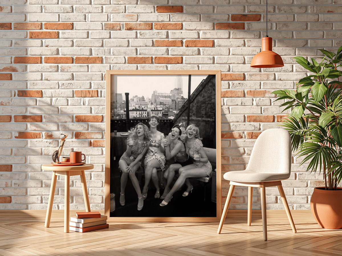 Rooftop Girls NYC Skyline Poster | Black and White Photography Print | Vintage City Wall Art | Retro Urban Lifestyle Decor