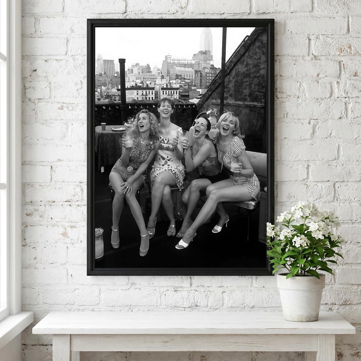 Rooftop Girls NYC Skyline Poster | Black and White Photography Print | Vintage City Wall Art | Retro Urban Lifestyle Decor
