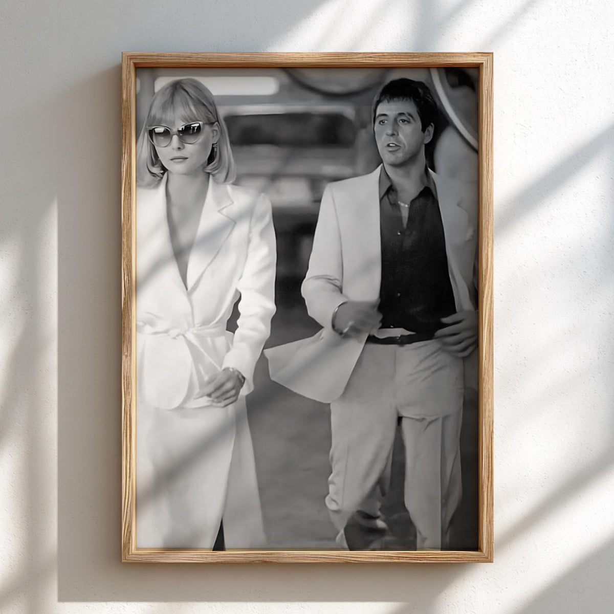 White Suits Duo Poster | Black and White Photography Print | Vintage Cinema Style Wall Art | Retro Luxury Fashion Decor
