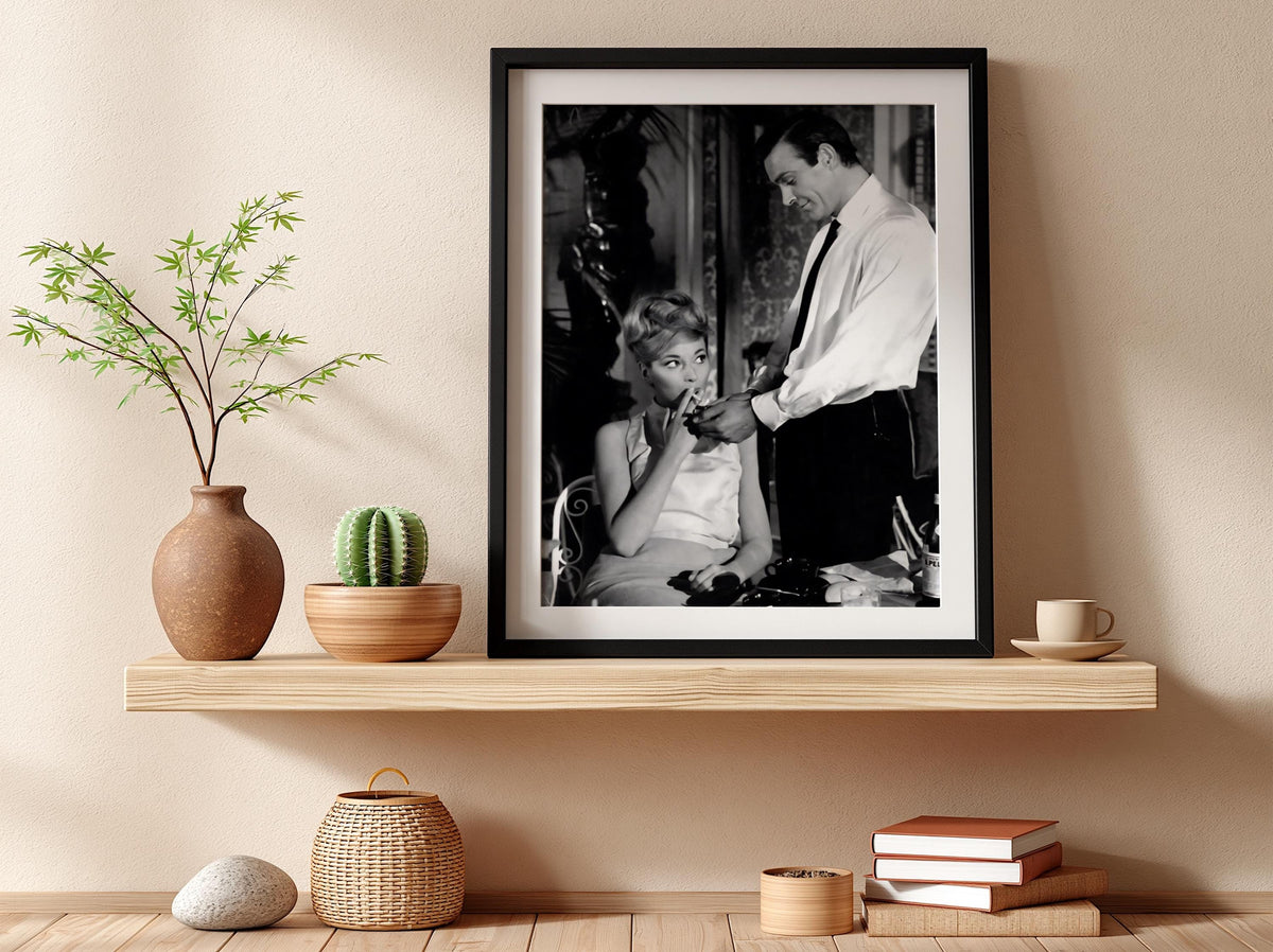 Cigarette Light Portrait Poster | Black and White Photography Print | Vintage Gentleman Wall Art | Retro Classic Lifestyle Decor