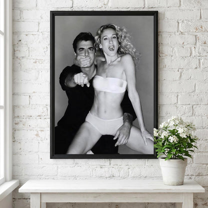 Elegant Couple City Scene Poster | Black and White Photography Print | Vintage Romance Wall Art | Retro Urban Lifestyle Decor