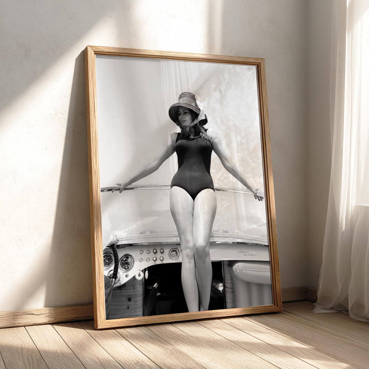 Vintage Yacht Portrait Poster | Black and White Photography Print | Retro Luxury Coastal Wall Art | Classic Lifestyle Decor