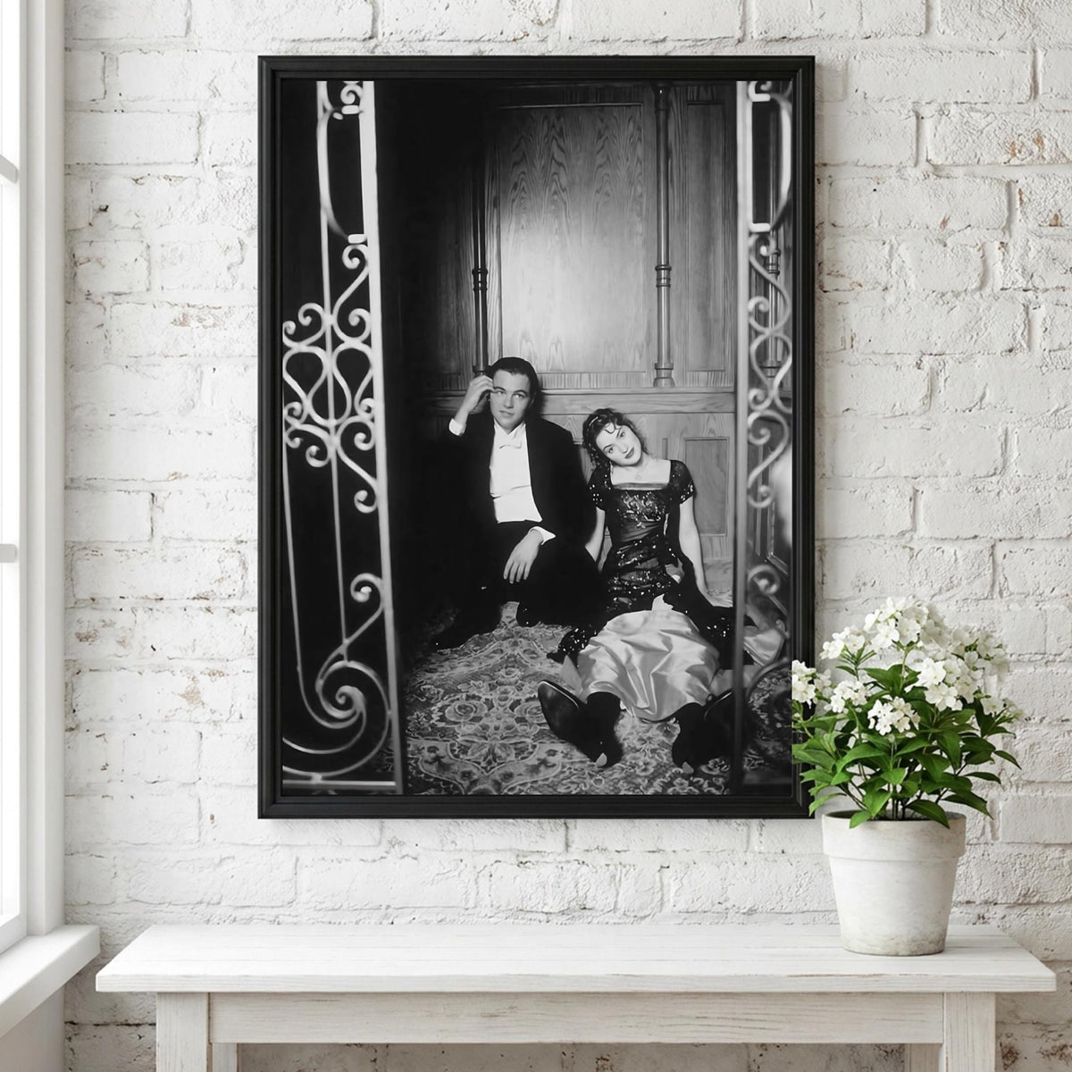 Formal Attire Couple Scene Poster | Black and White Photography Print | Vintage Romance Wall Art | Retro Elegant Lifestyle Decor