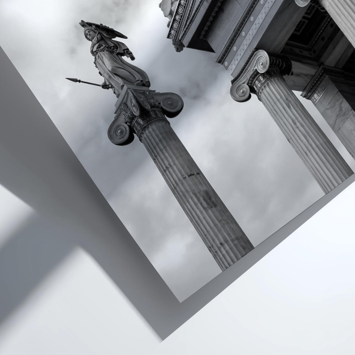 Athena Statue Ionic Columns Poster | Black and White Photography Print | Vintage Greek Art Wall Decor | Retro Classical Architecture