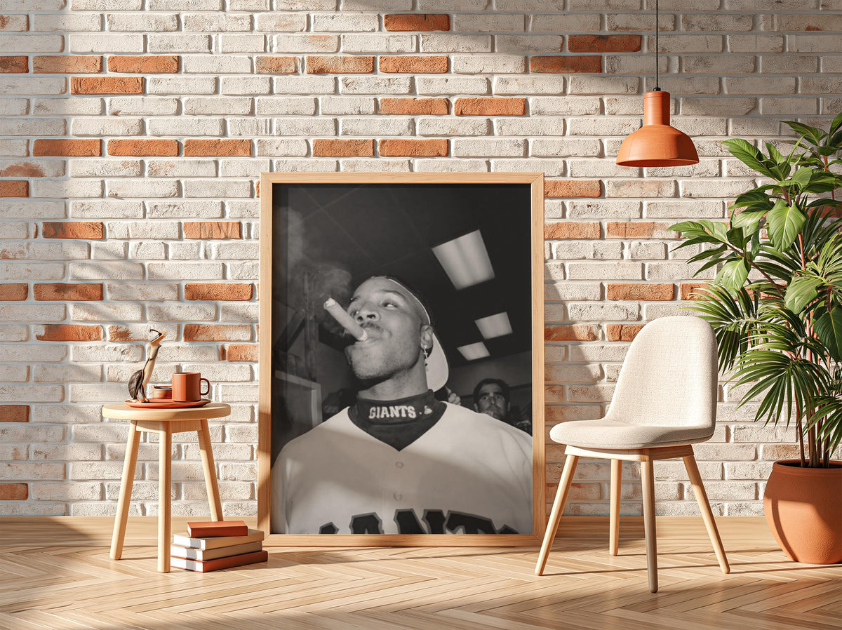 Baseball Victory Cigar Poster | Black and White Photography Print | Vintage Sports Wall Art | Retro Athlete Lifestyle Decor