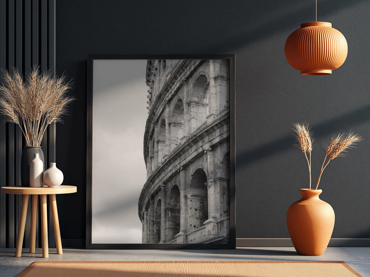 Colosseum Arches Close Up Poster | Black and White Photography Print | Vintage Rome Wall Art | Retro Architecture Travel Decor