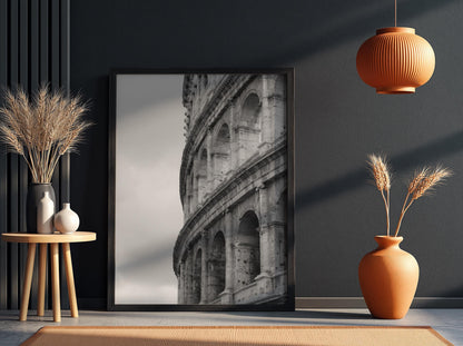 Colosseum Arches Close Up Poster | Black and White Photography Print | Vintage Rome Wall Art | Retro Architecture Travel Decor