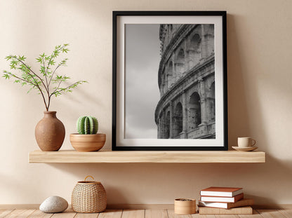 Colosseum Arches Close Up Poster | Black and White Photography Print | Vintage Rome Wall Art | Retro Architecture Travel Decor