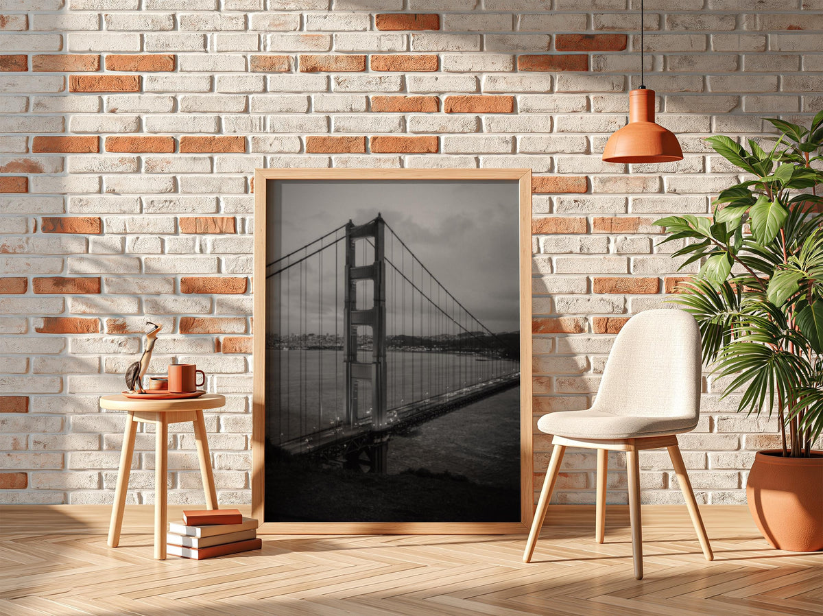 Golden Gate Bridge Dusk Poster | Black and White Photography Print | Vintage San Francisco Wall Art | Retro City Travel Decor