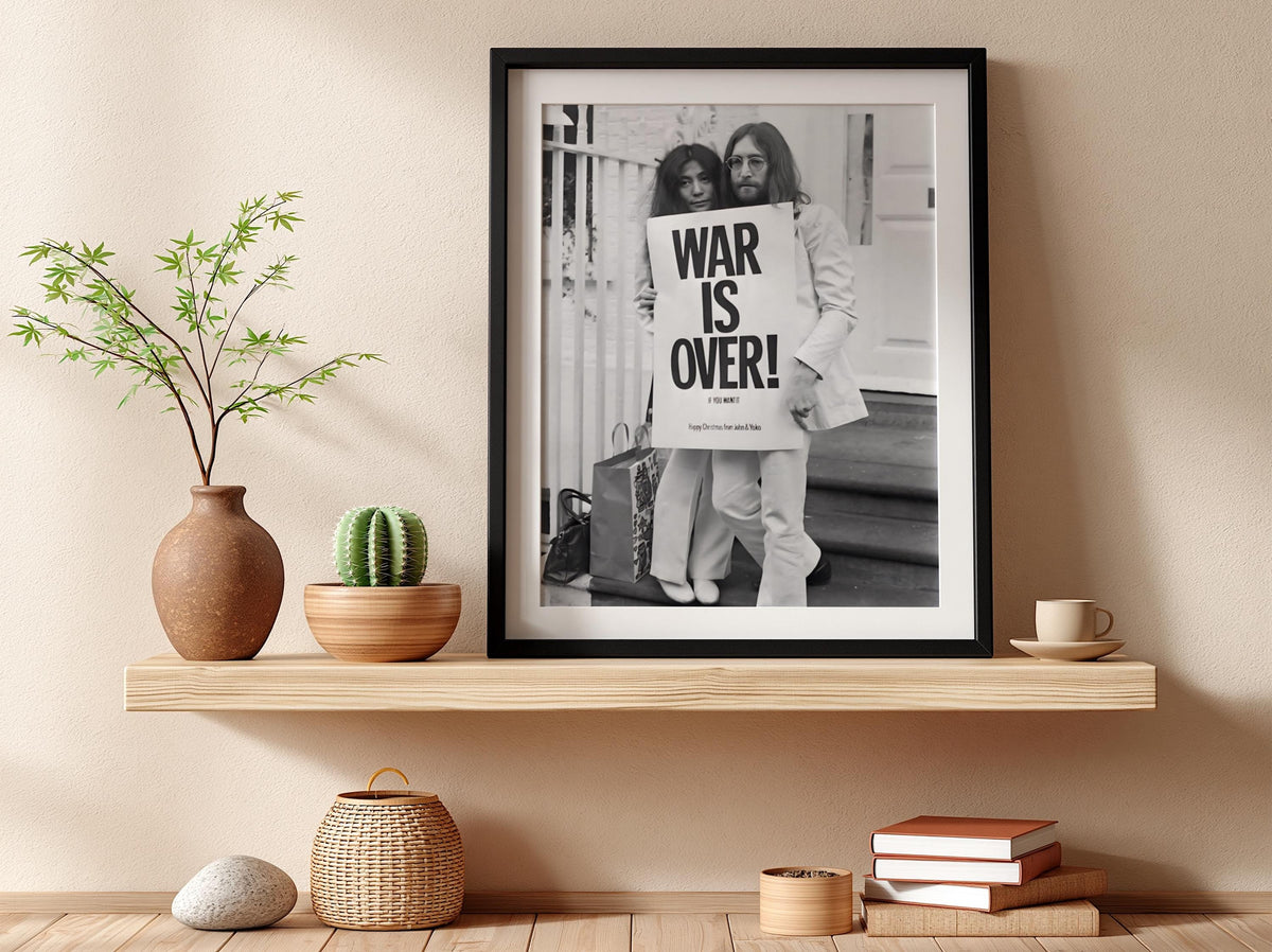 Peace Message Couple Poster | Black and White Photography Print | Vintage Music History Wall Art | Retro Inspirational Decor
