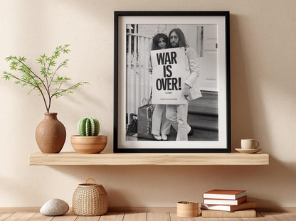 Peace Message Couple Poster | Black and White Photography Print | Vintage Music History Wall Art | Retro Inspirational Decor