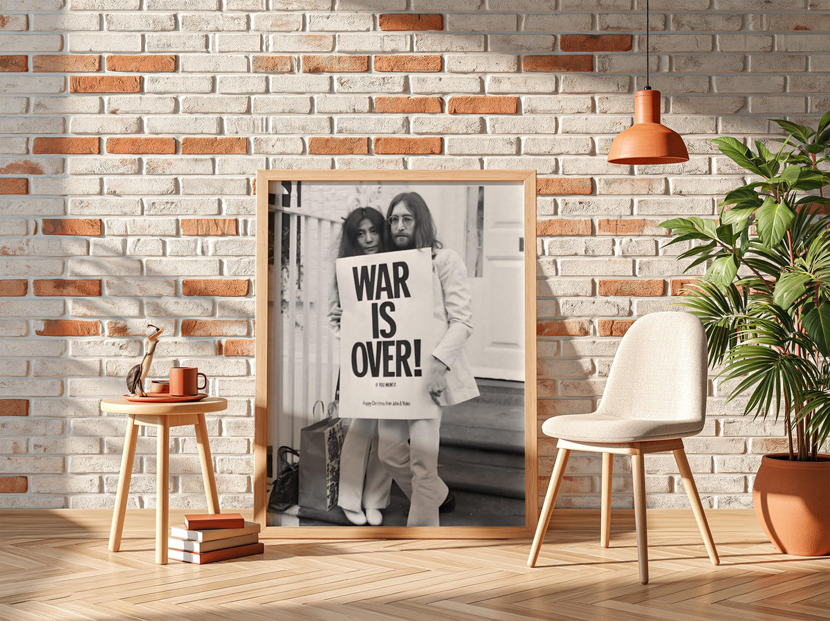 Peace Message Couple Poster | Black and White Photography Print | Vintage Music History Wall Art | Retro Inspirational Decor