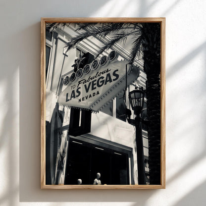 Las Vegas Sign Black and White Poster | Vintage City Photography Print | Retro Travel Wall Art | Classic Nevada Decor