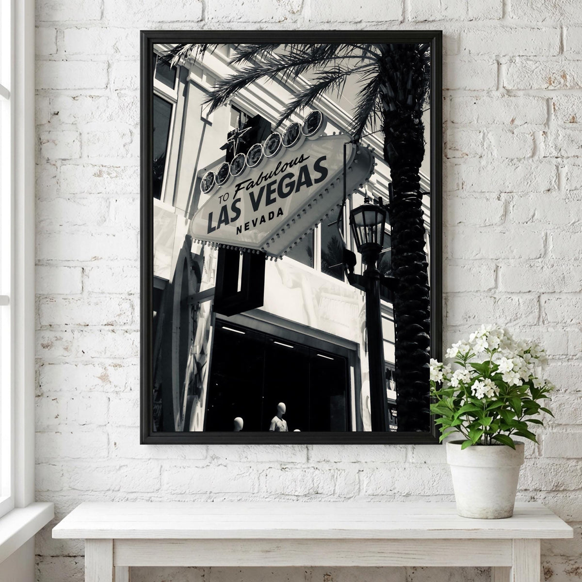 Las Vegas Sign Black and White Poster | Vintage City Photography Print | Retro Travel Wall Art | Classic Nevada Decor