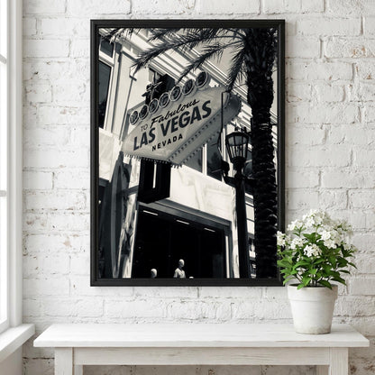 Las Vegas Sign Black and White Poster | Vintage City Photography Print | Retro Travel Wall Art | Classic Nevada Decor