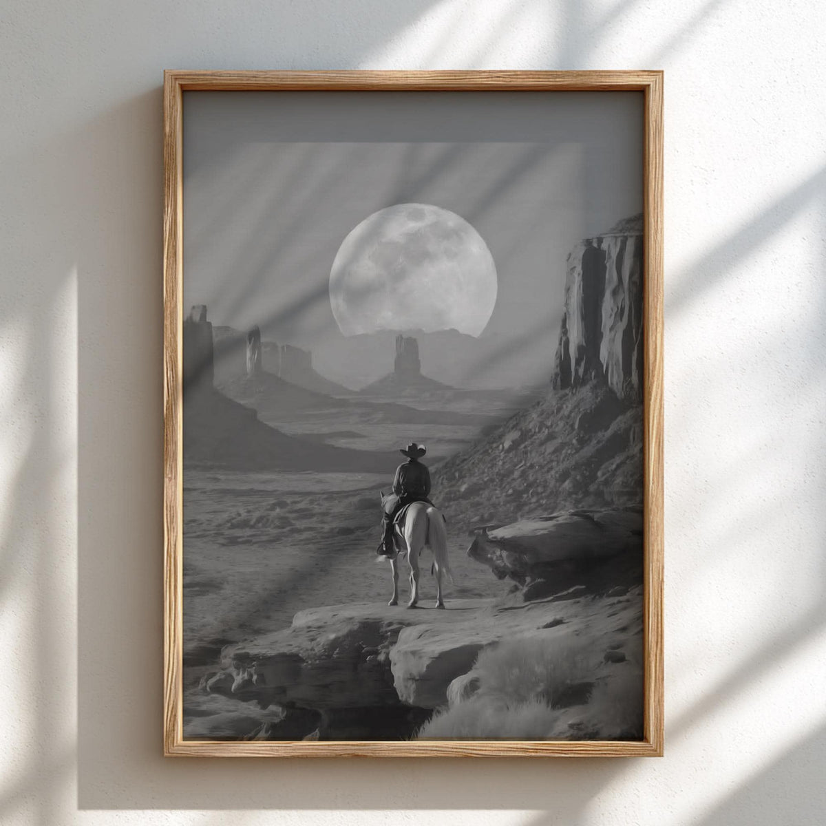 Cowboy Horse Ride Poster | Black and White Photography Print | Vintage Western Wall Art | Retro Cowboy Country Decor