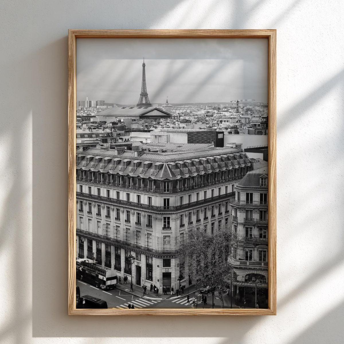 Paris Rooftops Eiffel Tower Poster | Black and White Photography Print | Vintage Paris Wall Art | Retro Travel Decor