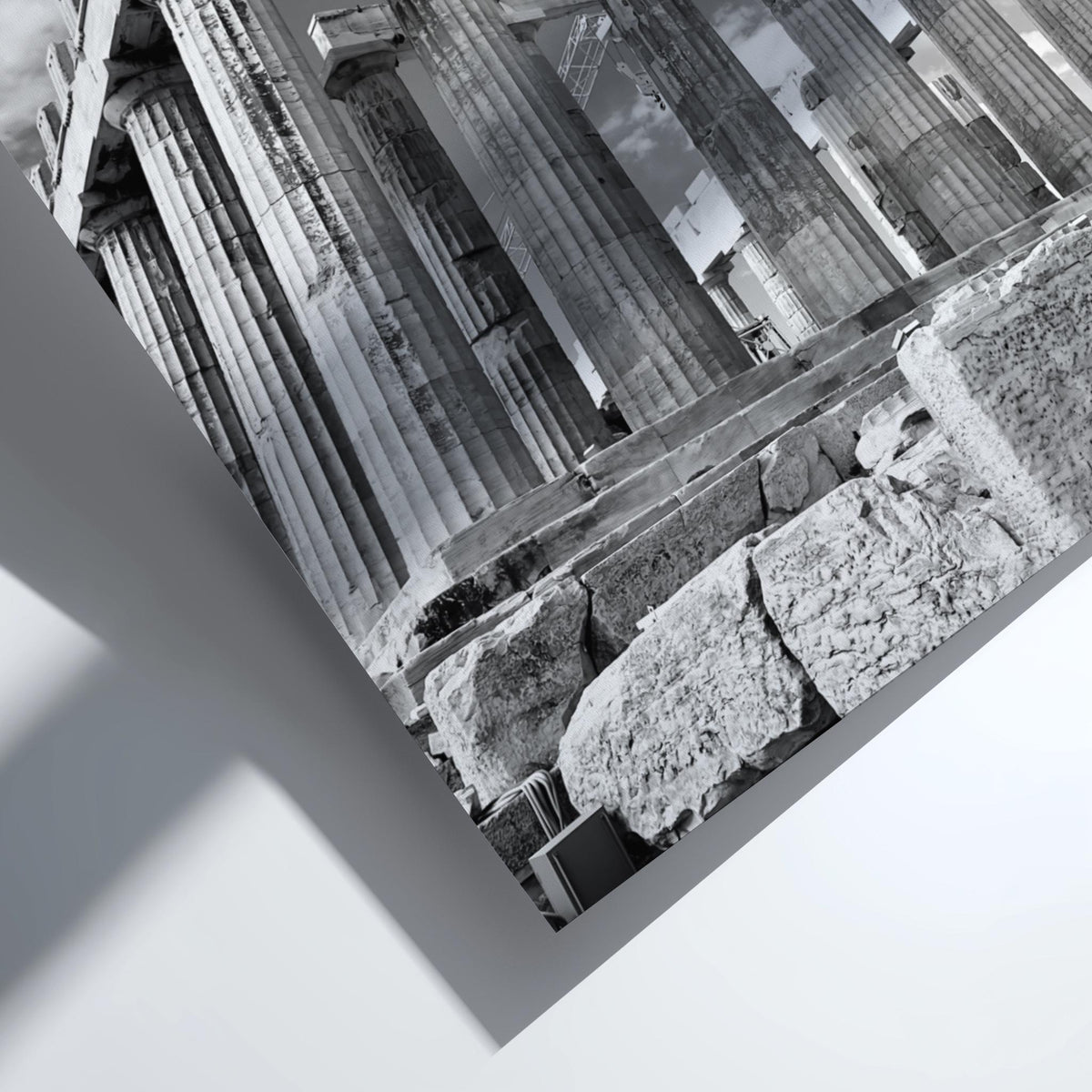 Parthenon Columns Sky Poster | Black and White Photography Print | Vintage Greek Architecture Wall Art | Retro Travel Decor