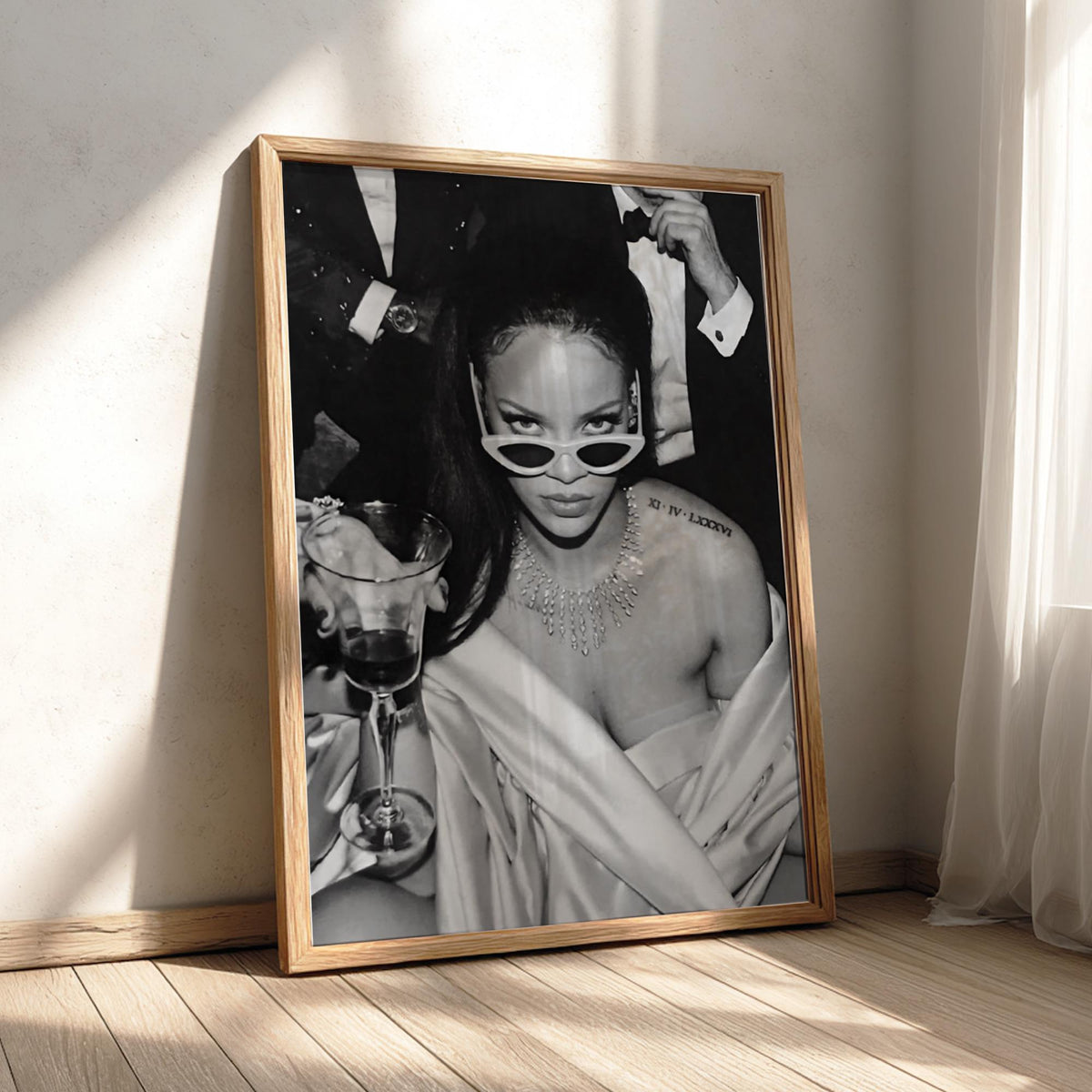 Pop Star Cat Eye Sunglasses Poster | Black and White Photography Print | Vintage Fashion Wall Art | Retro Glam Decor