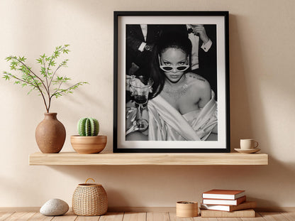 Pop Star Cat Eye Sunglasses Poster | Black and White Photography Print | Vintage Fashion Wall Art | Retro Glam Decor