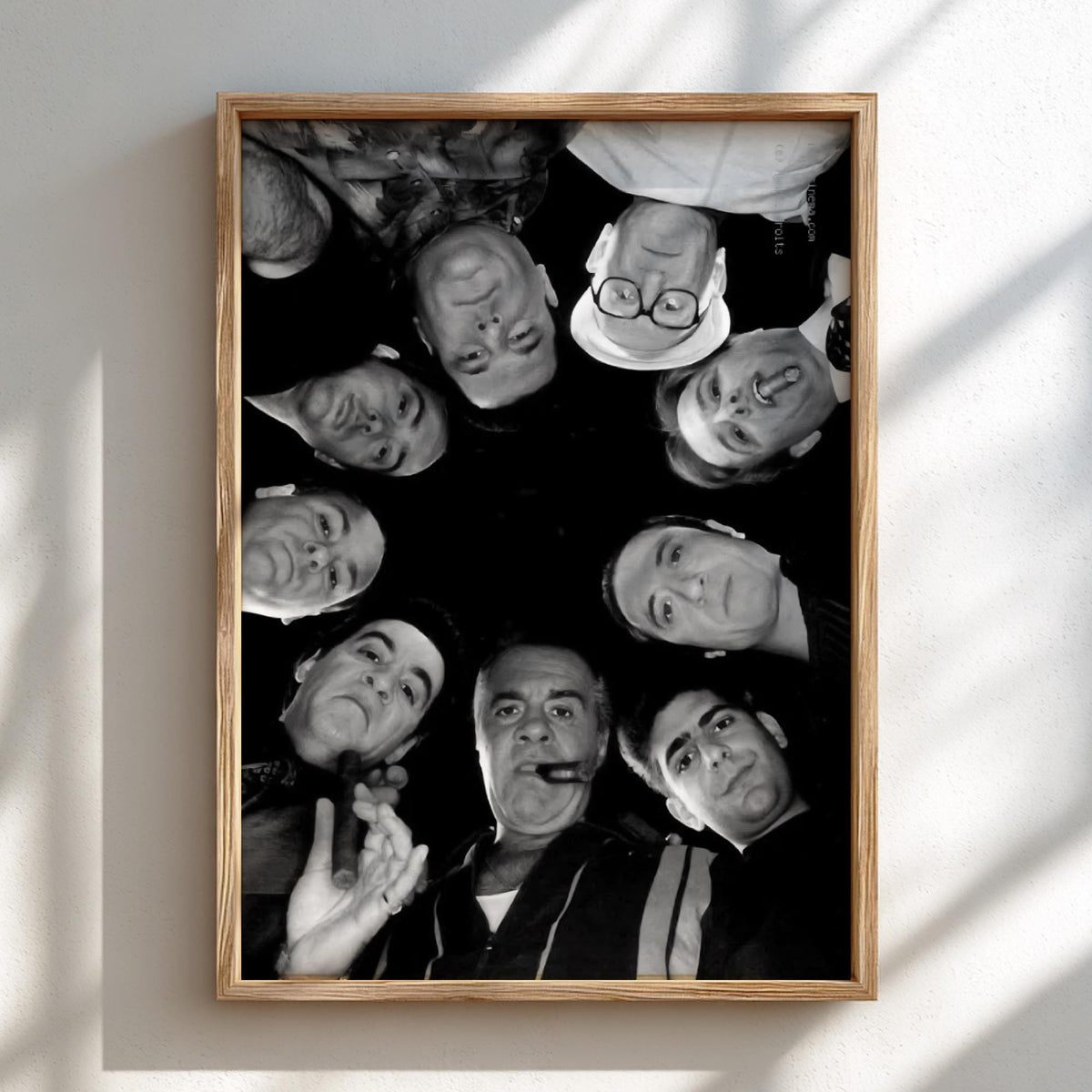 Sopranos Cast Circle Portrait Poster | Black and White Photography Print | Vintage Mafia TV Wall Art | Retro Classic Decor