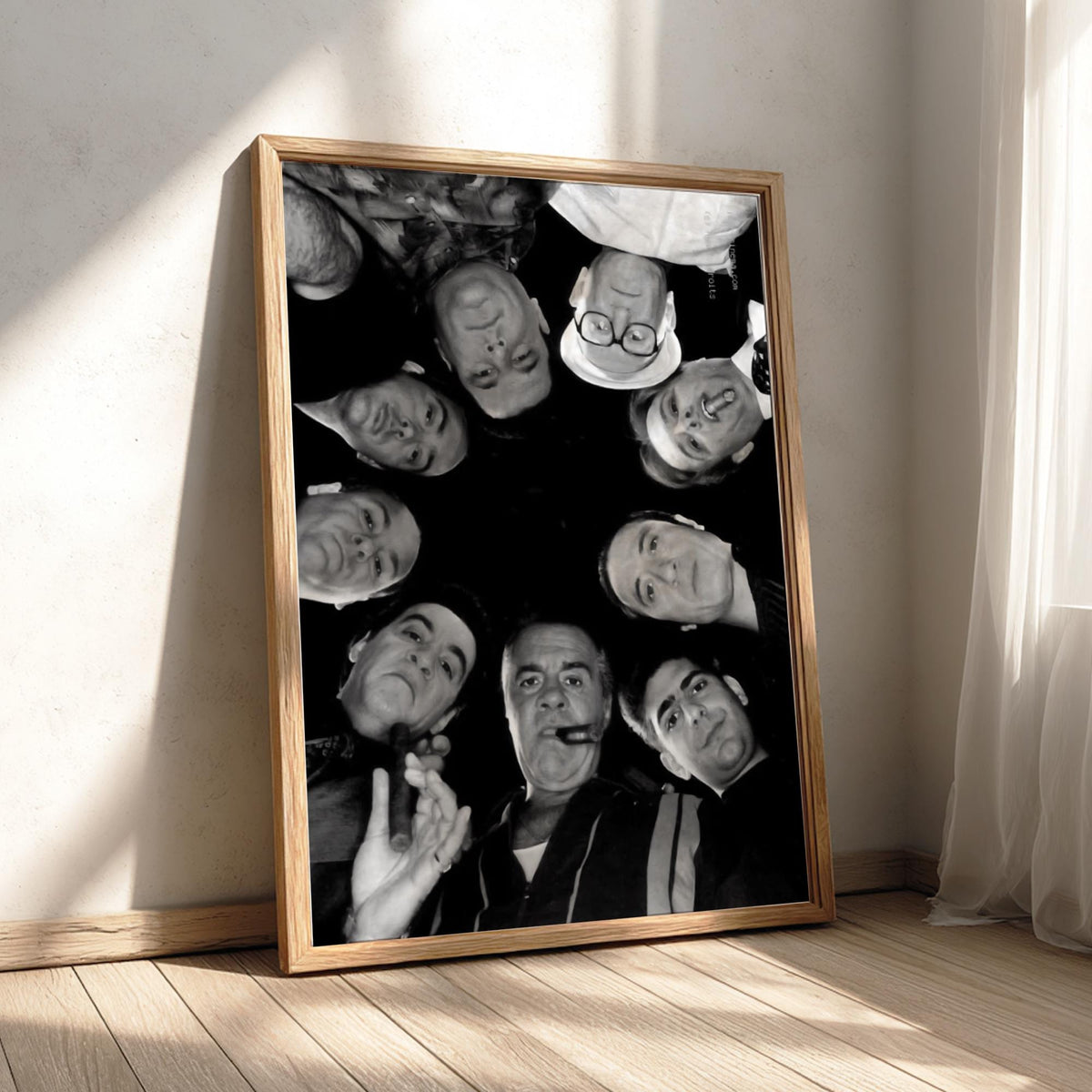 Sopranos Cast Circle Portrait Poster | Black and White Photography Print | Vintage Mafia TV Wall Art | Retro Classic Decor