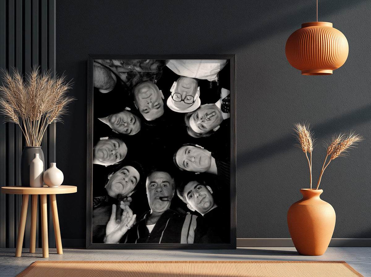 Sopranos Cast Circle Portrait Poster | Black and White Photography Print | Vintage Mafia TV Wall Art | Retro Classic Decor