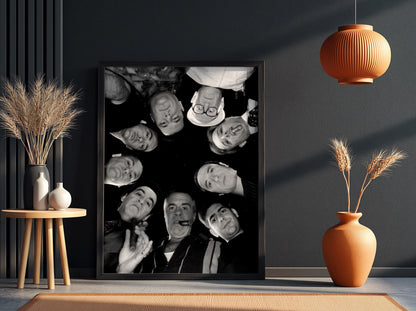 Sopranos Cast Circle Portrait Poster | Black and White Photography Print | Vintage Mafia TV Wall Art | Retro Classic Decor
