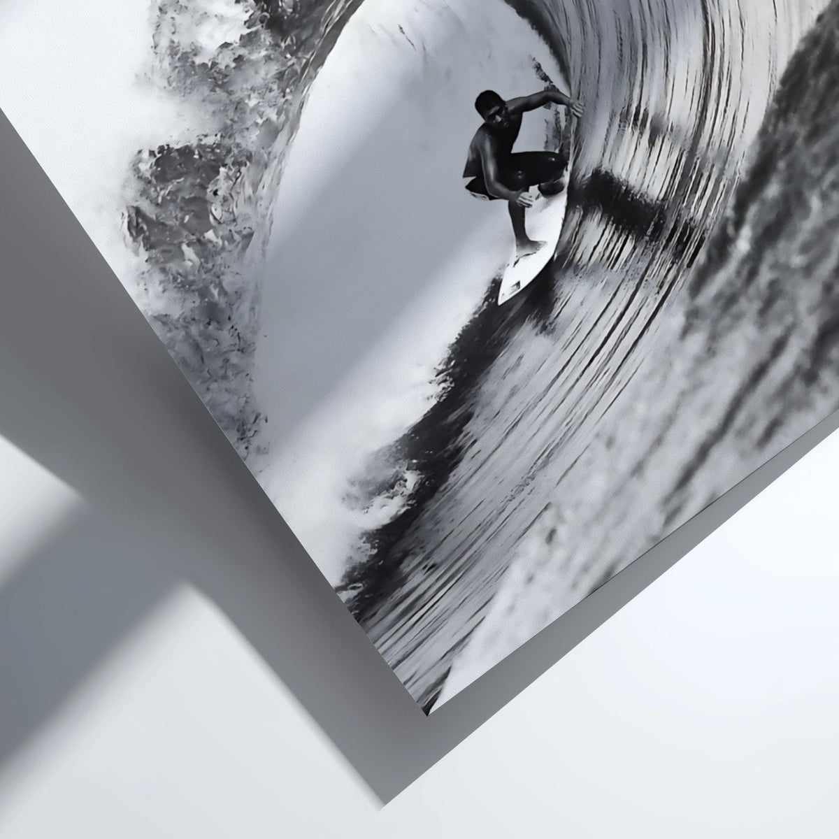 Surfer Riding Wave Poster | Black and White Photography Print | Vintage Surf Wall Art | Retro Ocean Lifestyle Decor