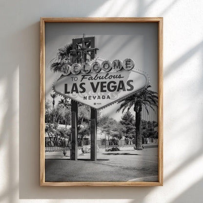 Welcome To Las Vegas Sign Poster | Black and White Photography Print | Vintage Nevada Wall Art | Retro Travel Decor
