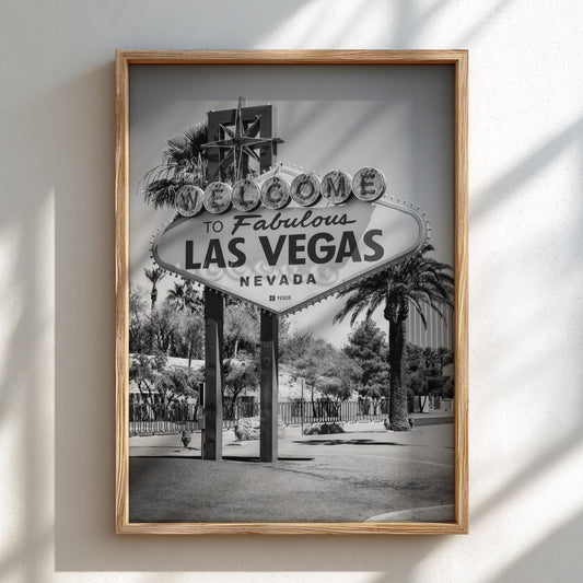 Welcome To Las Vegas Sign Poster | Black and White Photography Print | Vintage Nevada Wall Art | Retro Travel Decor