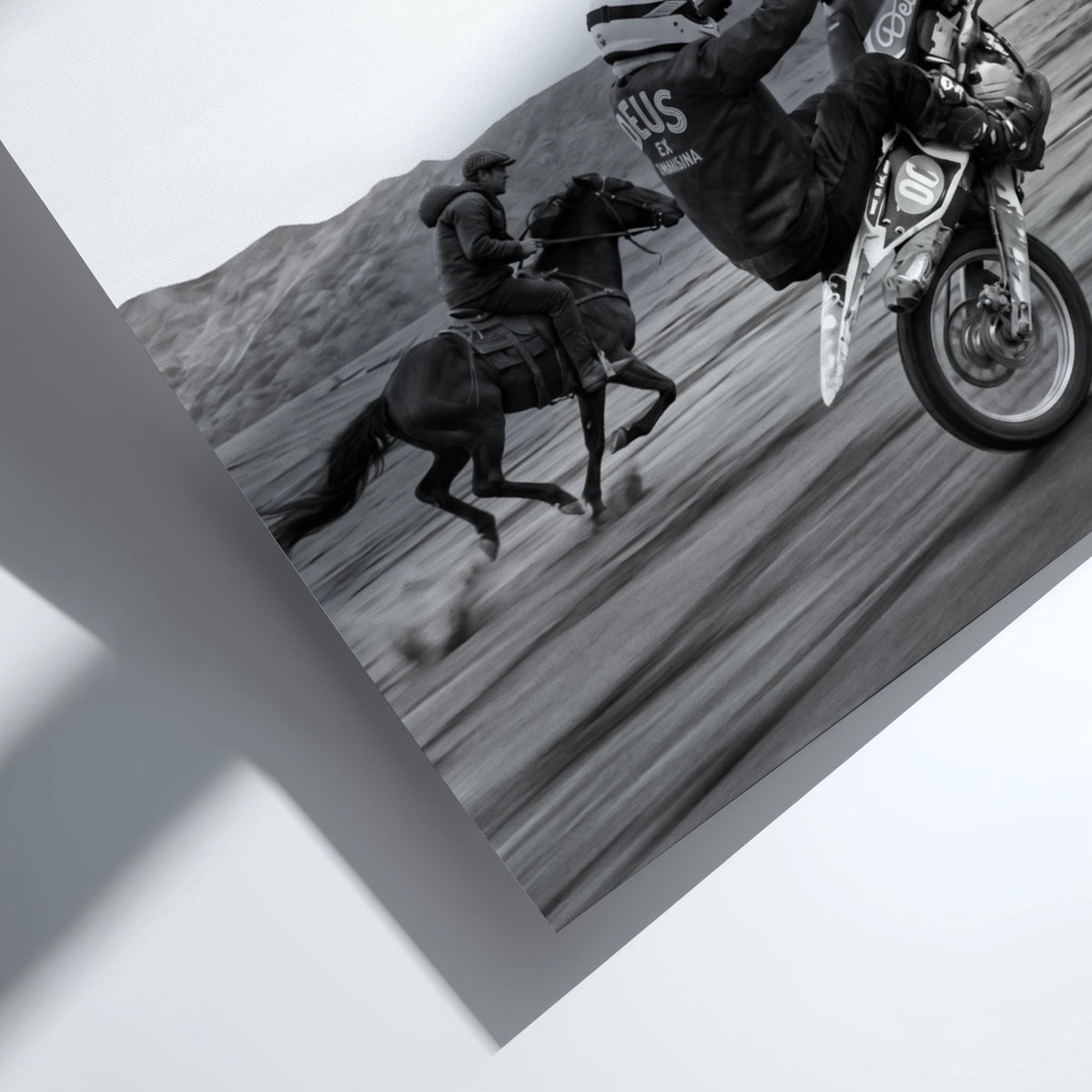 Cowboy Motocross Poster | Black and White Photography Print | Vintage Western Sports Wall Art | Retro Adventure Decor