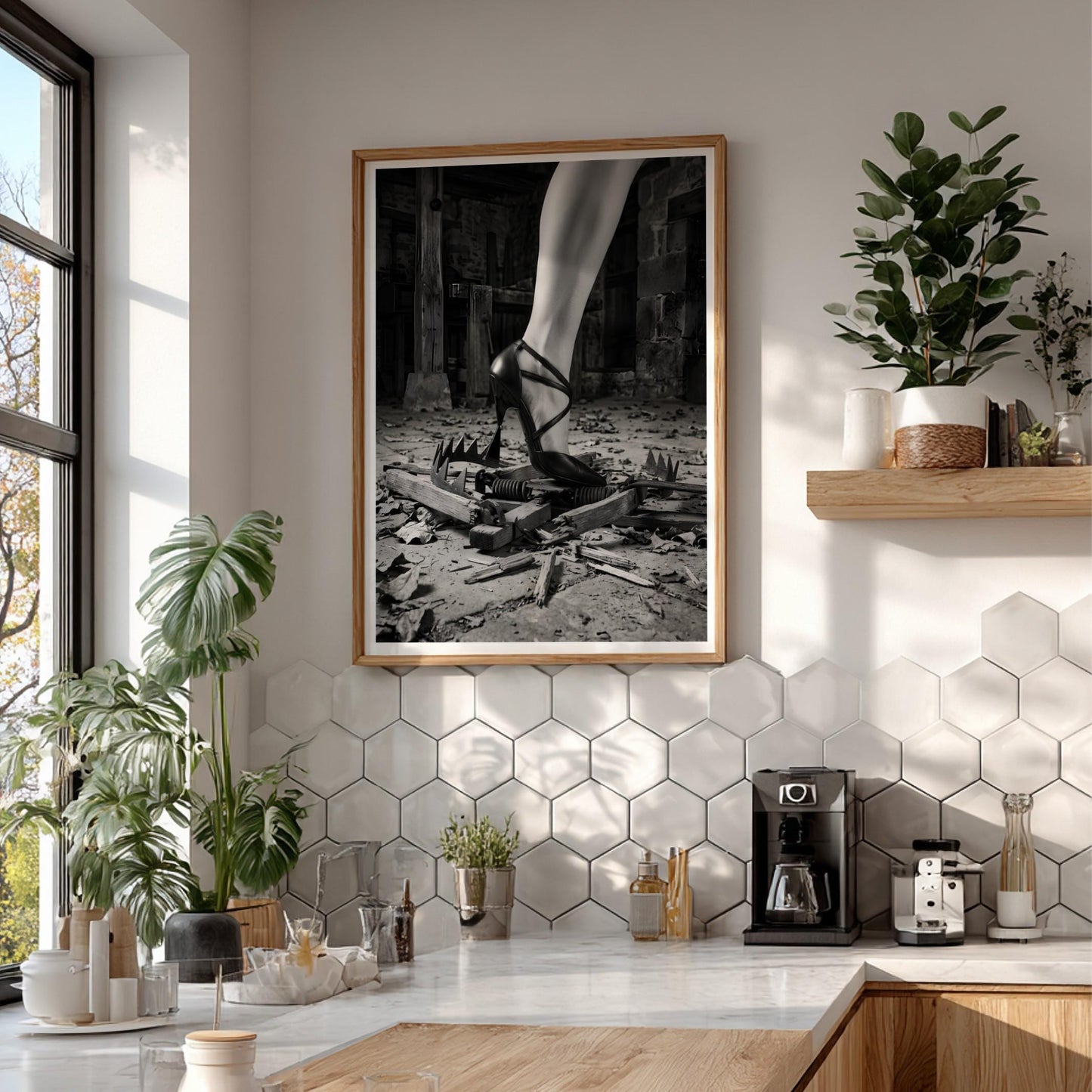Overcoming Obstacles Print | High Heel Crushing Trap Poster | Black and White Motivational Art | Fearless Boss Lady Decor