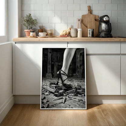Overcoming Obstacles Print | High Heel Crushing Trap Poster | Black and White Motivational Art | Fearless Boss Lady Decor