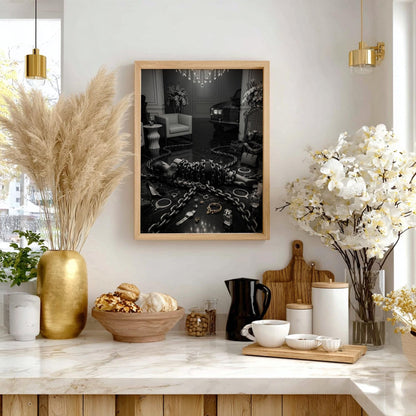 Trapped by Luxury Print | Dark Conceptual Wall Art | Black and White Materialism Poster | Edgy High Fashion Decor