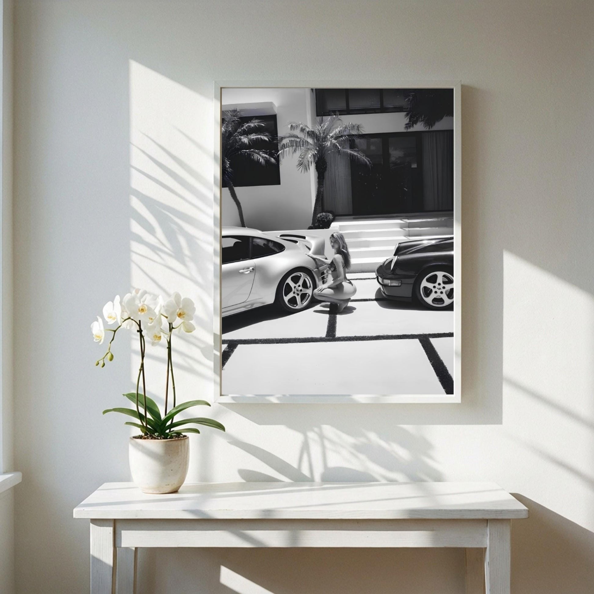 Luxury Car Wall Art, Black And White Woman Poster, Fashion Photography Print, Old Money Aesthetic, Glamour Decor