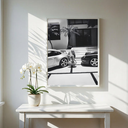 Luxury Car Wall Art, Black And White Woman Poster, Fashion Photography Print, Old Money Aesthetic, Glamour Decor