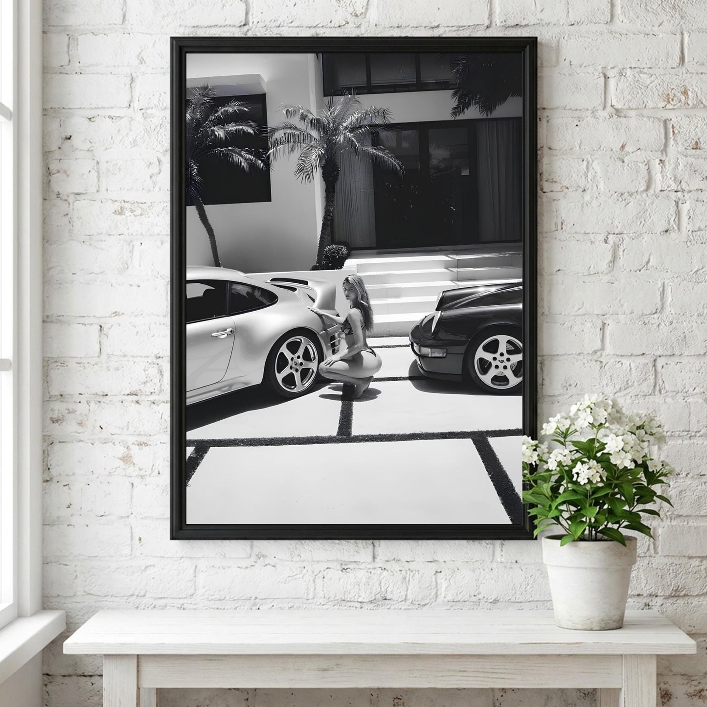 Luxury Car Wall Art, Black And White Woman Poster, Fashion Photography Print, Old Money Aesthetic, Glamour Decor