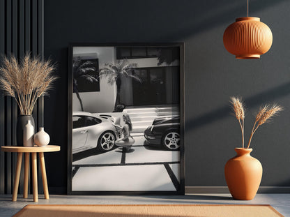 Luxury Car Wall Art, Black And White Woman Poster, Fashion Photography Print, Old Money Aesthetic, Glamour Decor