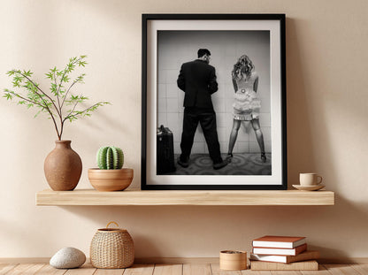 Funny Bathroom Wall Art, Quirky Restroom Poster, Black and White Urinal Print, Humorous Toilet Decor, Edgy Couple Bathroom Sign.