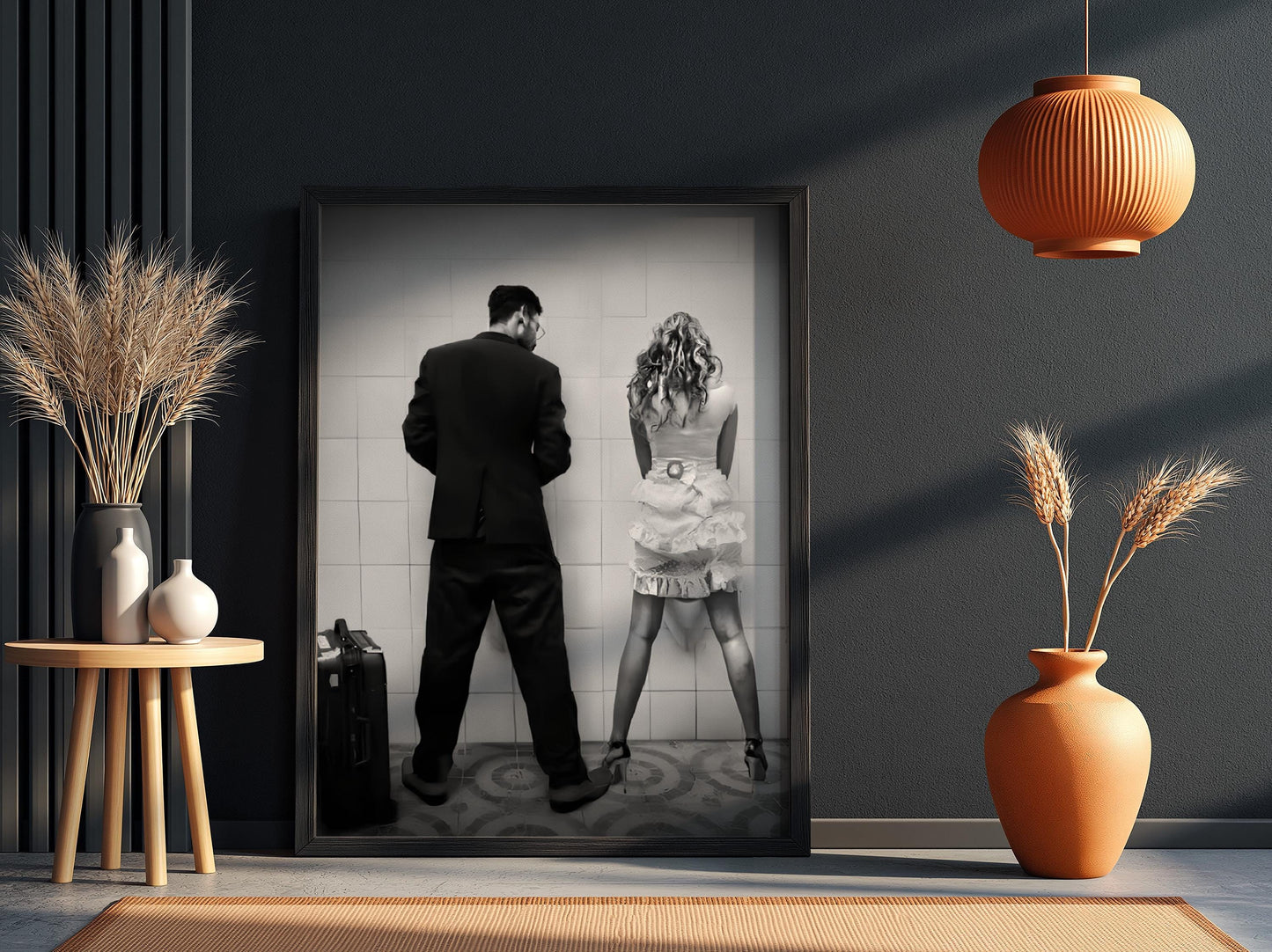 Funny Bathroom Wall Art, Quirky Restroom Poster, Black and White Urinal Print, Humorous Toilet Decor, Edgy Couple Bathroom Sign.