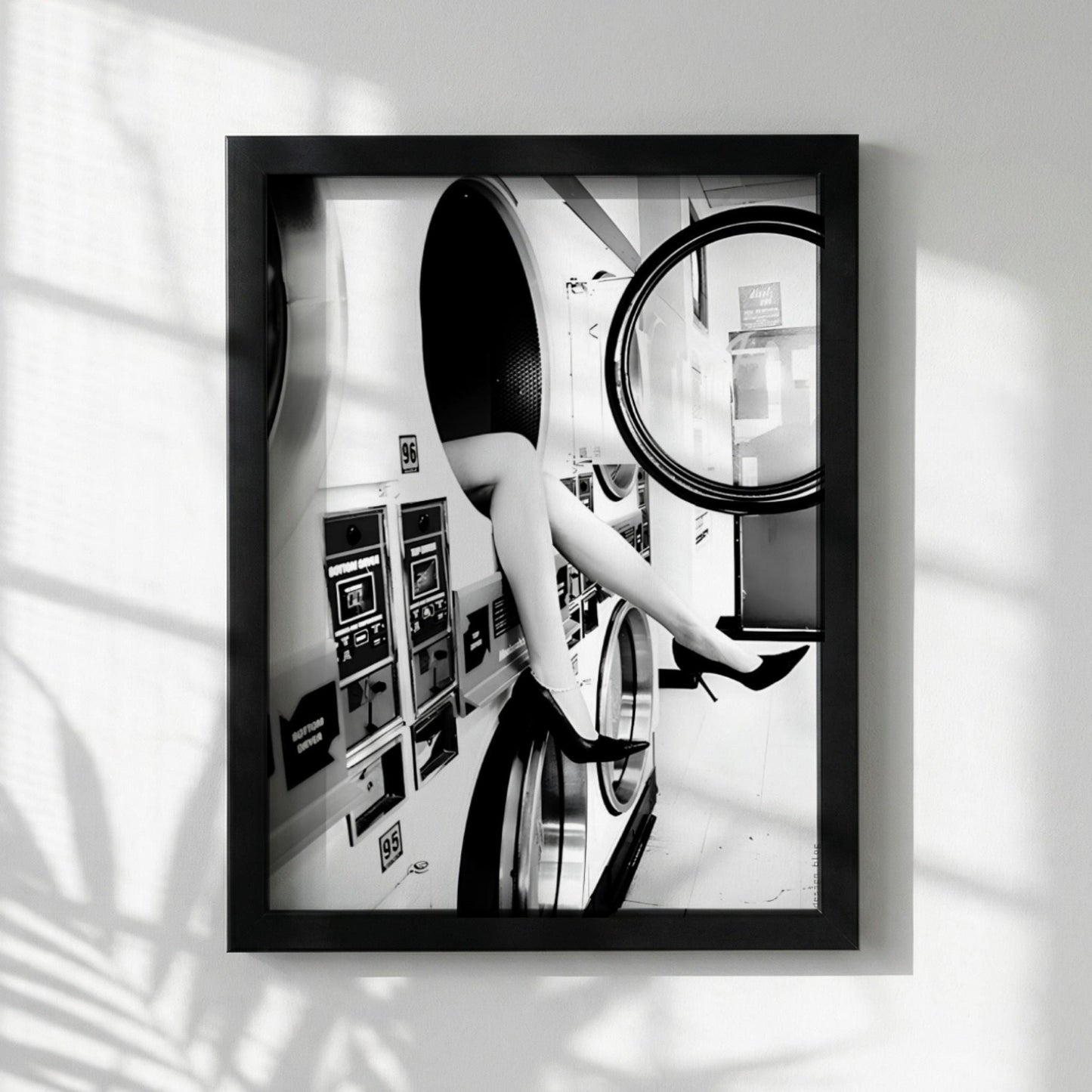 Funny Laundry Room Art, Quirky Laundromat Poster, Black and White Washing Machine Print, Edgy Fashion Wall Art, Humorous Utility Room Decor