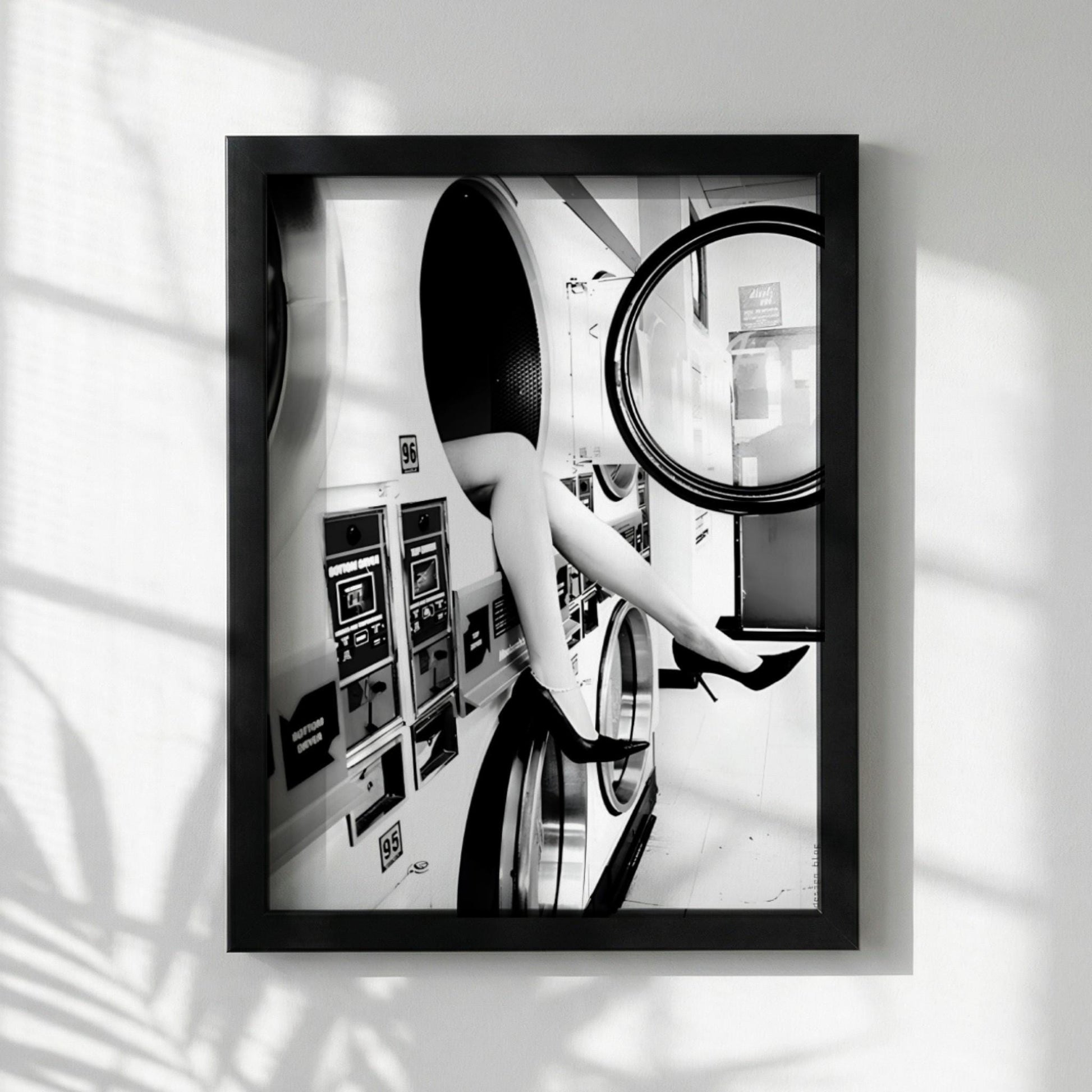 Funny Laundry Room Art, Quirky Laundromat Poster, Black and White Washing Machine Print, Edgy Fashion Wall Art, Humorous Utility Room Decor