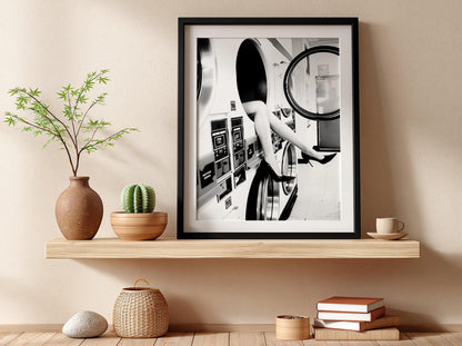 Funny Laundry Room Art, Quirky Laundromat Poster, Black and White Washing Machine Print, Edgy Fashion Wall Art, Humorous Utility Room Decor