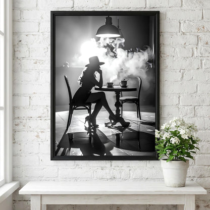 Vinyl Spin Black & White Minimalist Music Wall Art | Modern Retro Audio Decor | Record Player Aesthetic Poster Print