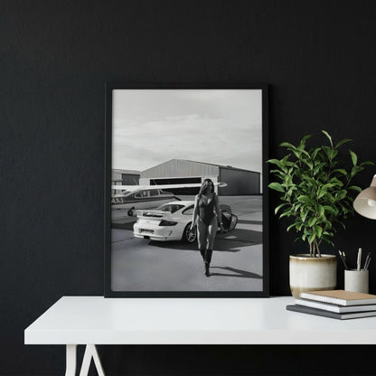 Porsche GT3 Poster, Luxury Car Wall Art, Black and White Print, Old Money Aesthetic Decor, Private Aviation Art, Edgy Fashion Room Decor