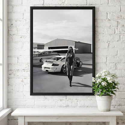 Porsche GT3 Poster, Luxury Car Wall Art, Black and White Print, Old Money Aesthetic Decor, Private Aviation Art, Edgy Fashion Room Decor